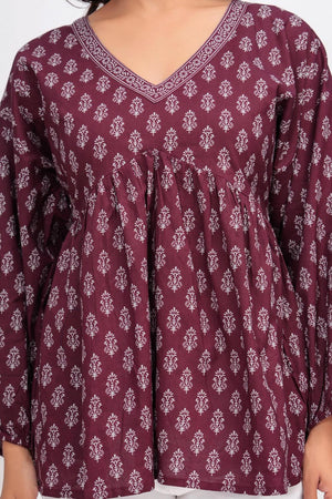 Violet Printed Cotton Tunic (AM-HKS0948)