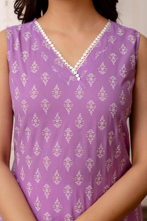 Violet Printed Cotton Kurti (AM-HKS0963)
