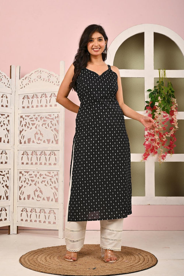 Black Printed Cotton Kurti (AM-HKS0964)