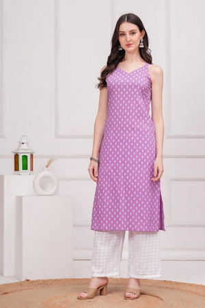 Violet Printed Cotton Kurti (AM-HKS0967)