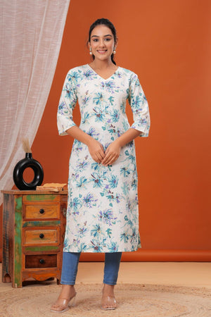 Off White Printed Cotton Kurti (AM-HKS0984)