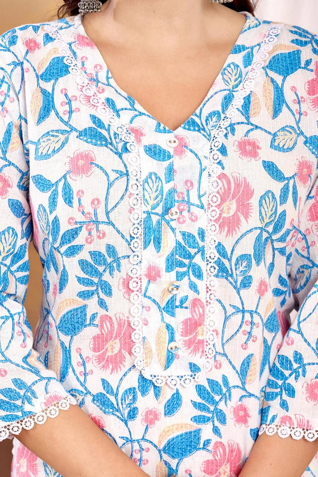Off White Printed Cotton Kurti (AM-HKS0985)