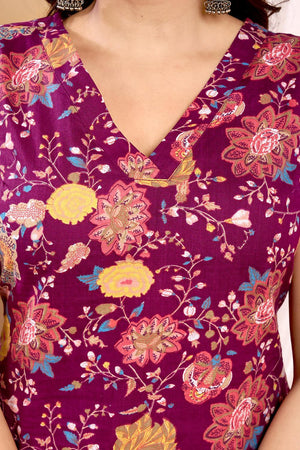 Maroon Printed Cotton Kurti (AM-HKS1006)