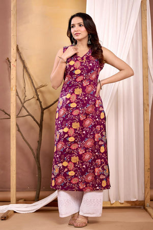 Maroon Printed Cotton Kurti (AM-HKS1006)