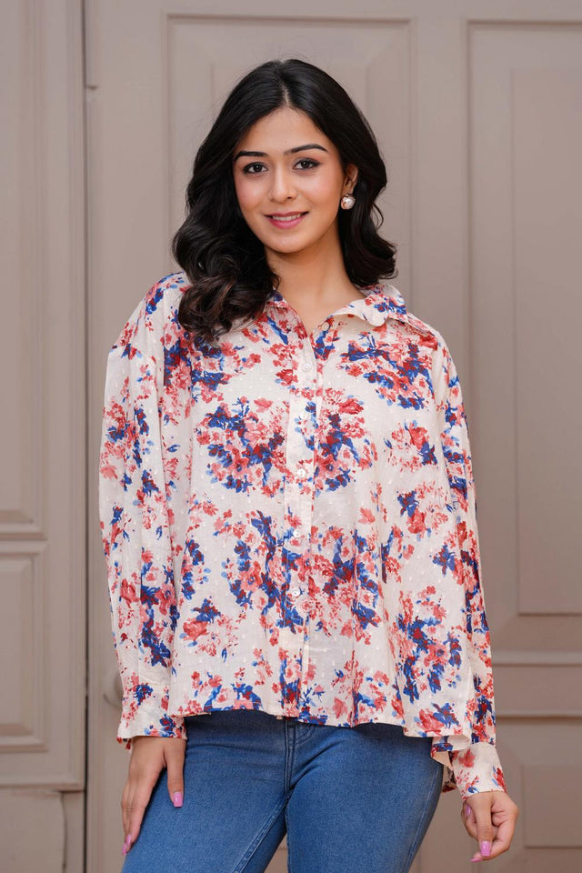 Off White Printed Cotton Shirt (AM-HKS1018)