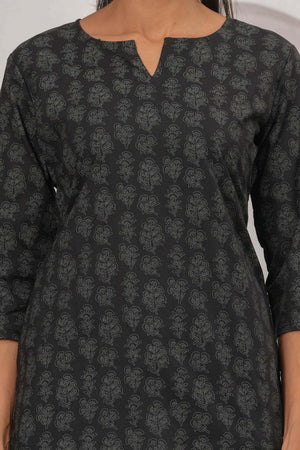 Black Printed Cotton Tunic (AM-HKS1059)