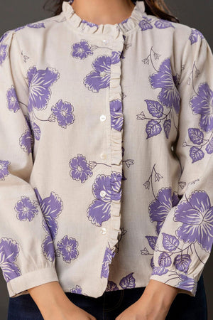 Off White Printed Cotton Shirt (AM-HKS1081)