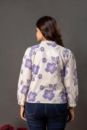Off White Printed Cotton Shirt (AM-HKS1081)