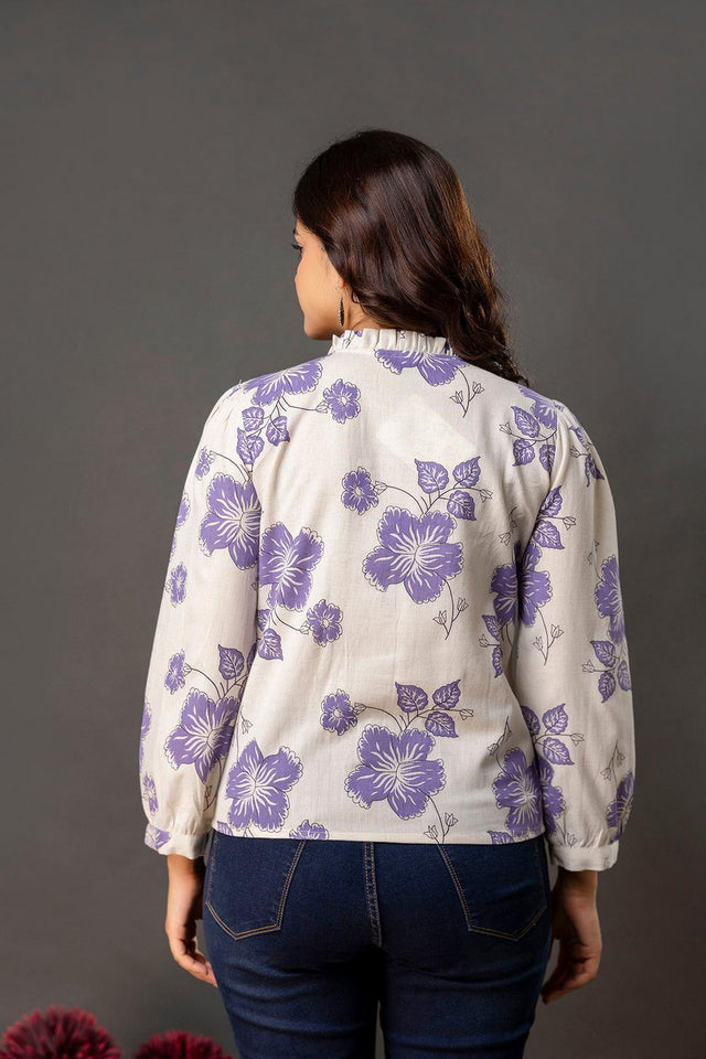 Off White Printed Cotton Shirt (AM-HKS1081)