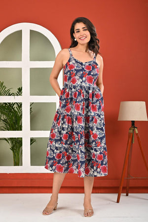 Multi Color Printed Cotton Dress (AM-HKS1095)