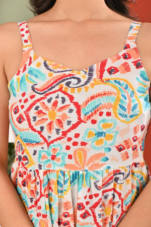 Multi Color Printed Cotton Dress (AM-HKS1096)