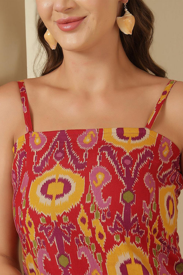 Multi Color Printed Cotton Tunic (AM-HKS1129)