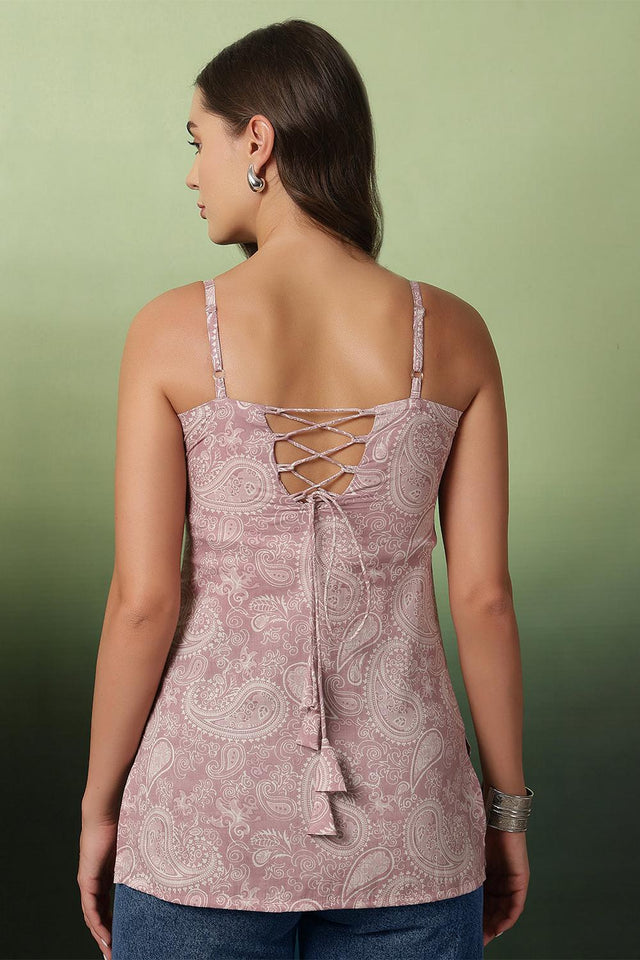 Mauve Printed Cotton Tunic (AM-HKS1135)