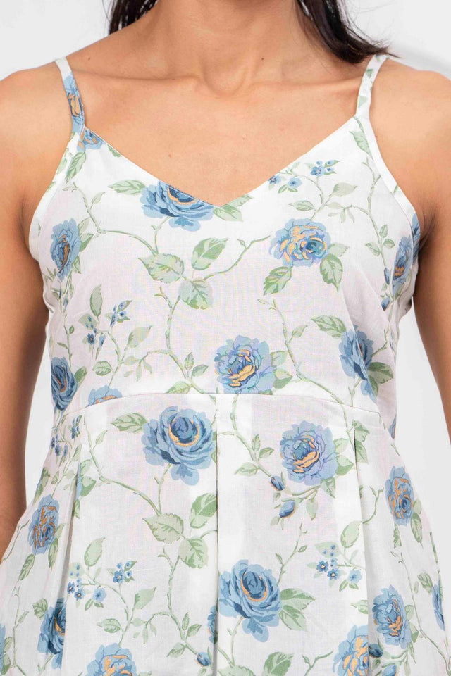 White Printed Cotton Top (AM-HKS1188)