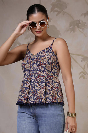 Multi Color Printed Cotton Top (AM-HKS1202)