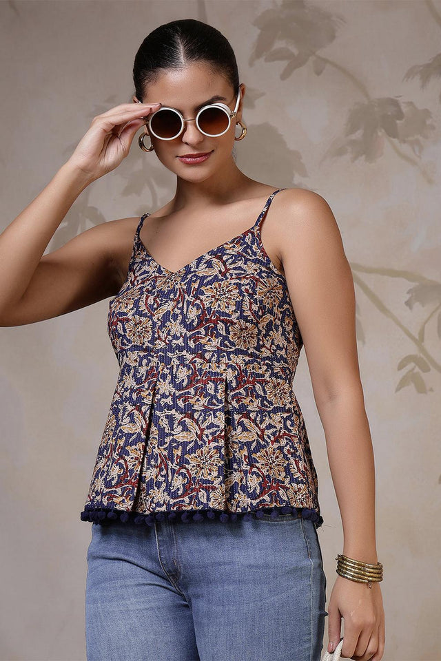 Multi Color Printed Cotton Top (AM-HKS1202)