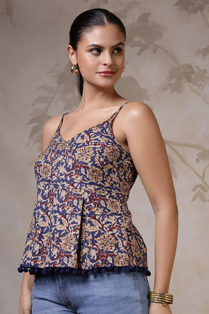 Multi Color Printed Cotton Top (AM-HKS1202)