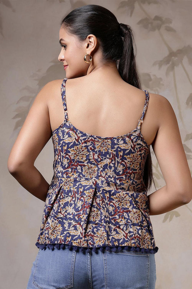 Multi Color Printed Cotton Top (AM-HKS1202)