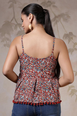 Multi Color Printed Cotton Top (AM-HKS1203)