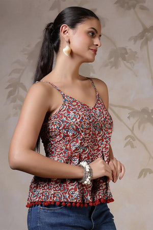 Multi Color Printed Cotton Top (AM-HKS1203)