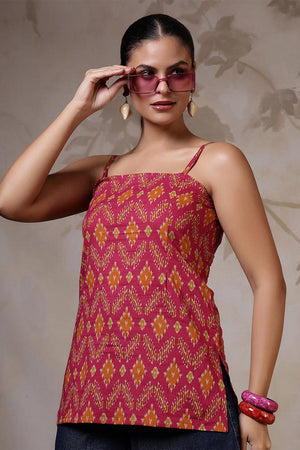Multi Color Printed Cotton Tunic (AM-HKS1218)