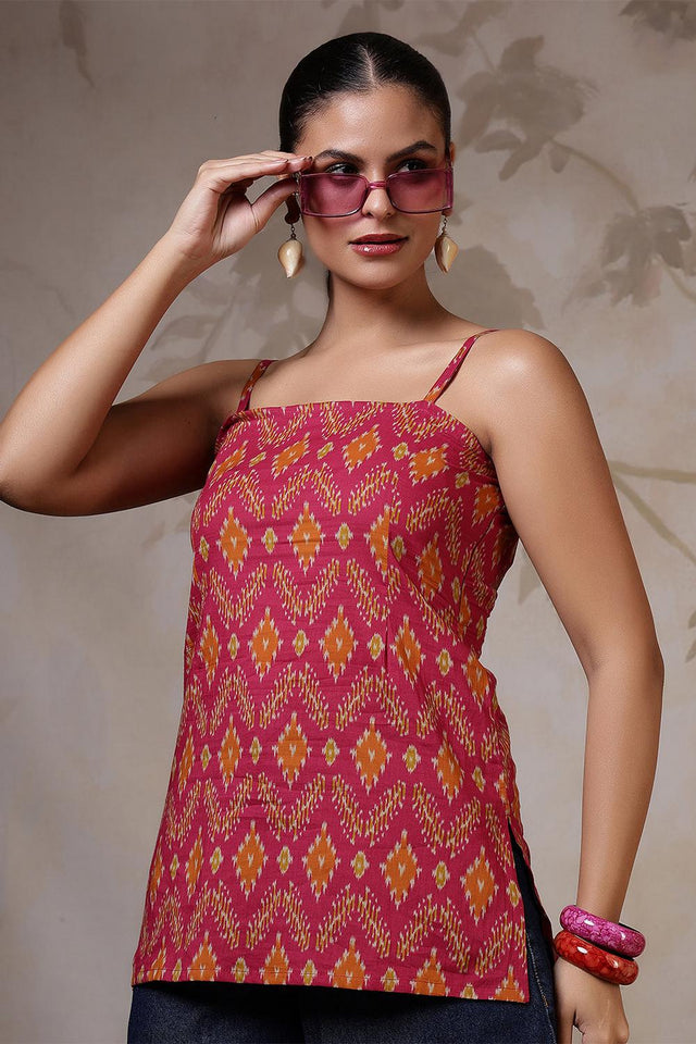 Multi Color Printed Cotton Tunic (AM-HKS1218)
