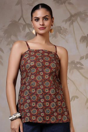 Rust Printed Cotton Tunic (AM-HKS1222)