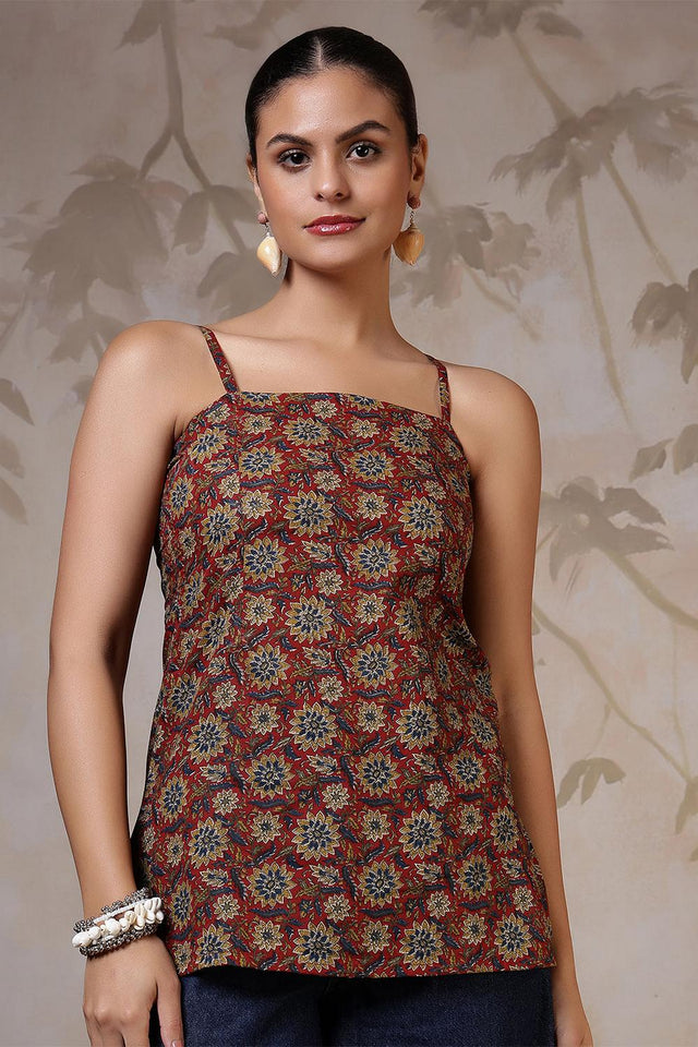 Rust Printed Cotton Tunic (AM-HKS1222)