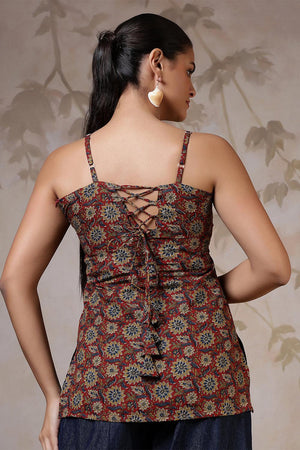 Rust Printed Cotton Tunic (AM-HKS1222)