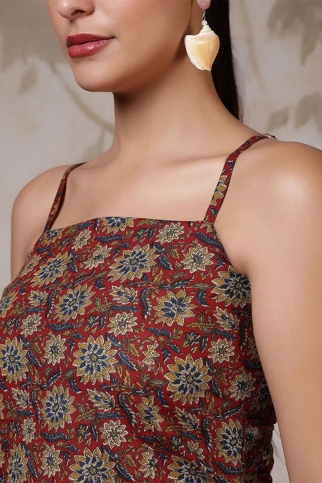 Rust Printed Cotton Tunic (AM-HKS1222)