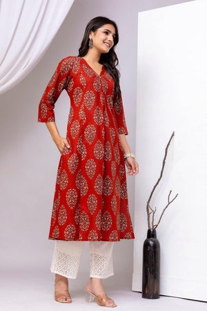 Maroon Printed Cotton Kurti (AM-HKS1236)