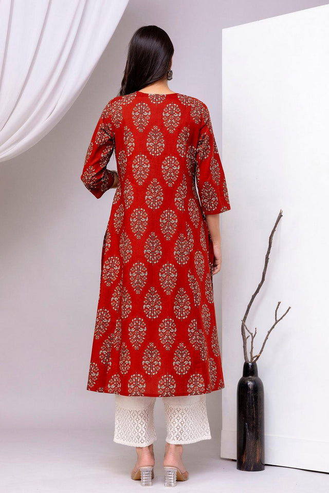 Maroon Printed Cotton Kurti (AM-HKS1236)