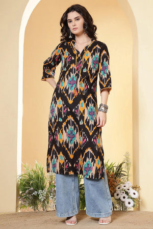 Black Printed Cotton Kurti (AM-HKS1244)