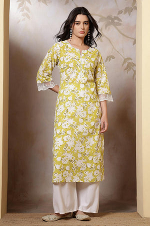 Green Printed Cotton Kurti (AM-HKS1253)