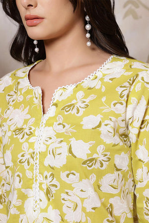 Green Printed Cotton Kurti (AM-HKS1253)