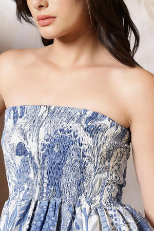 Blue Printed Cotton Top (AM-HKS1254)