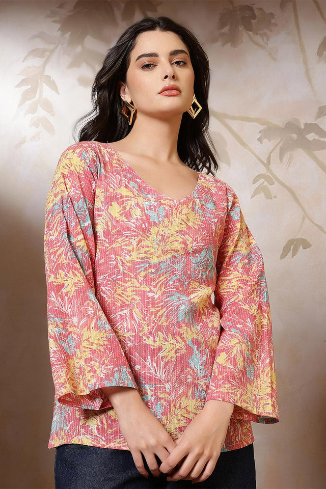 Multi Color Printed Cotton Tunic (AM-HKS1255)