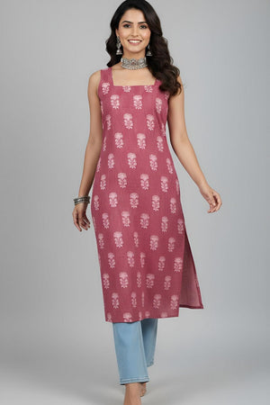 Mauve Printed Cotton Kurti (AM-HKS1302)