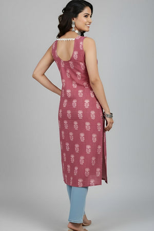 Mauve Printed Cotton Kurti (AM-HKS1302)