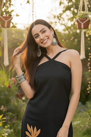 Black Printed Cotton Kurti (AM-HKS1314)