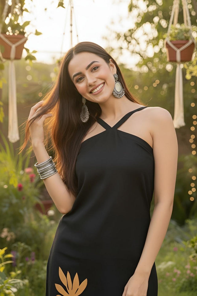 Black Printed Cotton Kurti (AM-HKS1314)