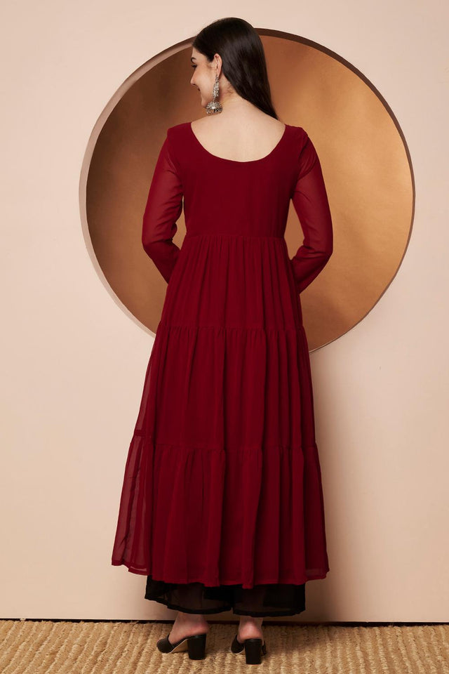 Maroon Embroidered Georgette Kurti (AM-P-491aroon)