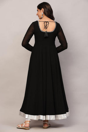 Black Embroidered Georgette Kurti (AM-P-510-Black)