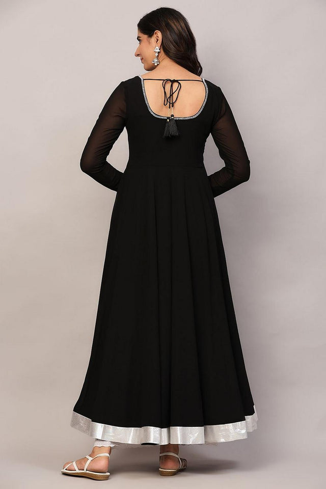 Black Embroidered Georgette Kurti (AM-P-510-Black)