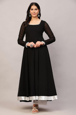 Black Embroidered Georgette Kurti (AM-P-510-Black)