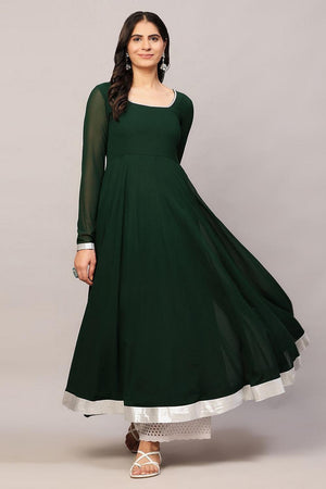 Green Embroidered Georgette Kurti (AM-P-510-Green)