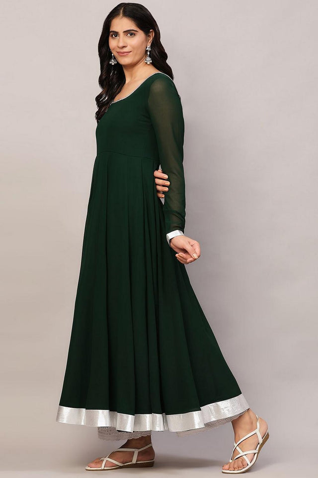Green Embroidered Georgette Kurti (AM-P-510-Green)