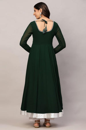 Green Embroidered Georgette Kurti (AM-P-510-Green)