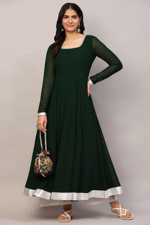 Green Embroidered Georgette Kurti (AM-P-510-Green)