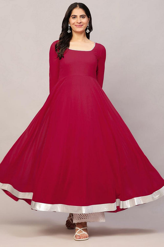 Pink Embroidered Georgette Kurti (AM-P-510-Pink)